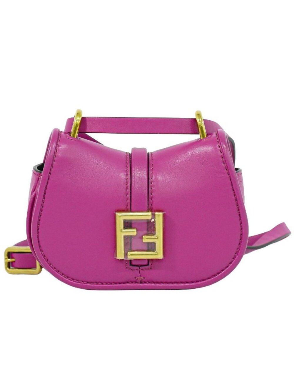 Fendi Camon Nano Shoulder Bag Pochette Leather Pink C'mon
